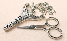 Load image into Gallery viewer, Scissors, Heirloom Embroidery Scissors Chatelaine Necklace