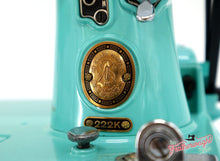 Load image into Gallery viewer, Singer Featherweight 222K Sewing Machine EL6858** - Fully Restored in Tiffany Blue
