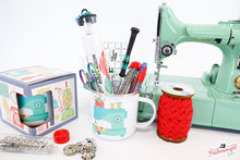 Load image into Gallery viewer, Mug, Vintage Happy 2 Sewing Machine Enamel Tin Mug by Lori Holt of Bee in my Bonnet
